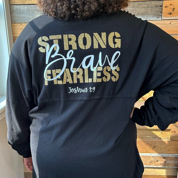 She Is Strong Womens Christian, 2 sided print, Long Sleeve Tee, Black 2XL - Picture 2 of 3